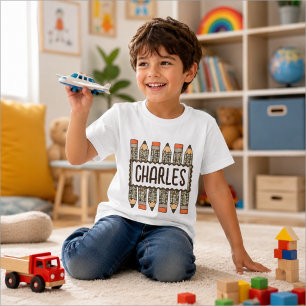 Personalised Back to School Pencil Name T-Shirt