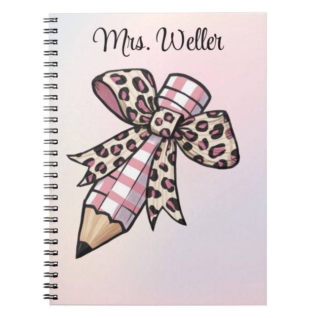 Personalised back to school Pencil with bow  Notebook (Front)