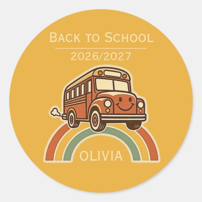 Personalised Back to School Round Stickers (Front)