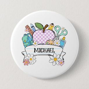 Personalised Back-to-School Supplies with Apple 2 7.5 Cm Round Badge