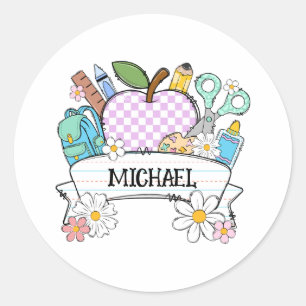 Personalised Back-to-School Supplies with Apple 2 Classic Round Sticker