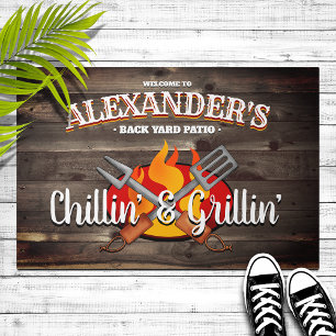 Personalised Backyard Chillin' and Grillin' Patio Doormat