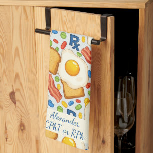 Personalised Bacon & Eggs Pharmacy RX Tea Towel