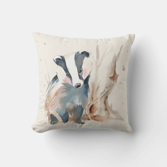 Personalised Badger Throw Pillow (Front)