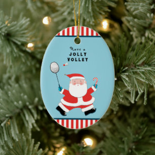 Personalised Badminton Christmas Ceramic Ornament