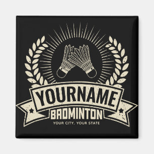 Personalised Badminton Player Name Racquet Sports  Magnet