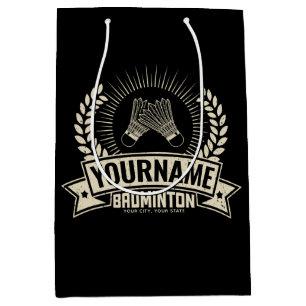 Personalised Badminton Player Name Racquet Sports Medium Gift Bag