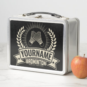 Personalised Badminton Player Name Racquet Sports  Metal Lunch Box