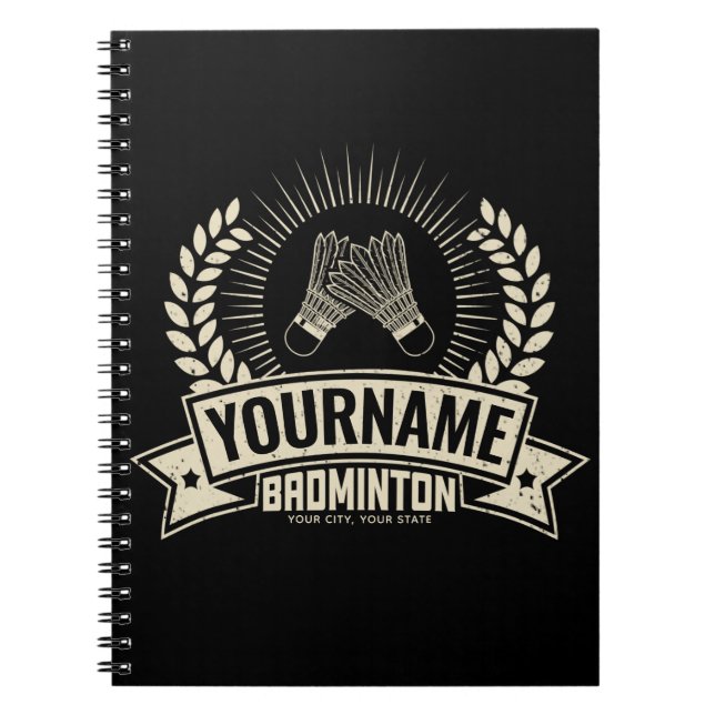 Personalised Badminton Player Name Racquet Sports Notebook (Front)
