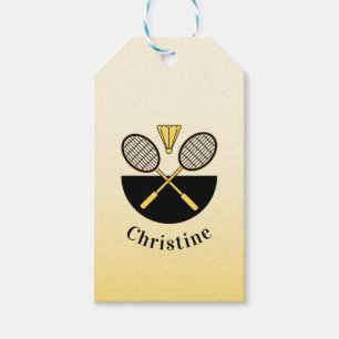 Personalised Badminton Rackets Birdie Yellow Ombre Gift Tags