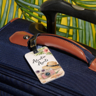 Personalised Bag Tag Adventure Awaits Floral Art