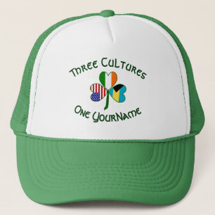 Personalised Bahamas Ireland USA Shamrock Flag Trucker Hat
