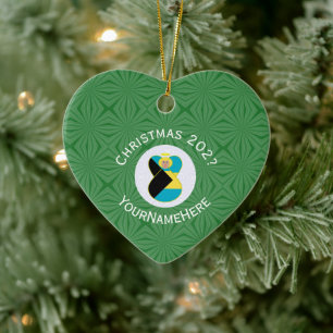 Personalised Bahamian Angel Christmas Flag Ceramic Ornament