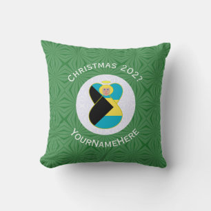 Personalised Bahamian Angel Christmas Flag Cushion