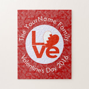 Personalised Bahraini Red LOVE Flag Jigsaw Puzzle