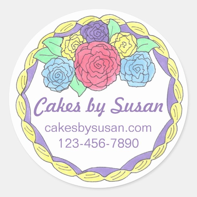 Personalised Baked By Cake Decorating Stickers (Front)