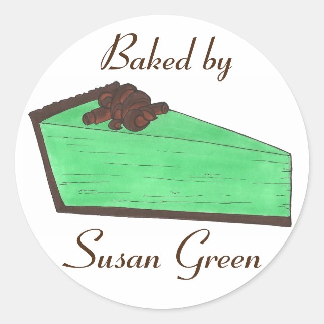 Personalised Baked Made By Grasshopper Pie Sticker (Front)