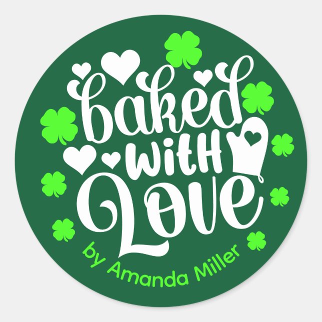 Personalised Baked With Love Irish Baking  Classic Round Sticker (Front)