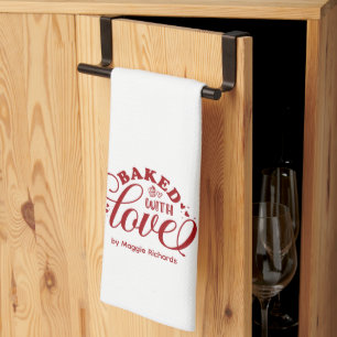 Personalised Baked with Love Red Bakery Kitchen To Tea Towel