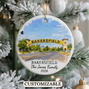 Personalised Bakersfield Ornament, California Ceramic Ornament