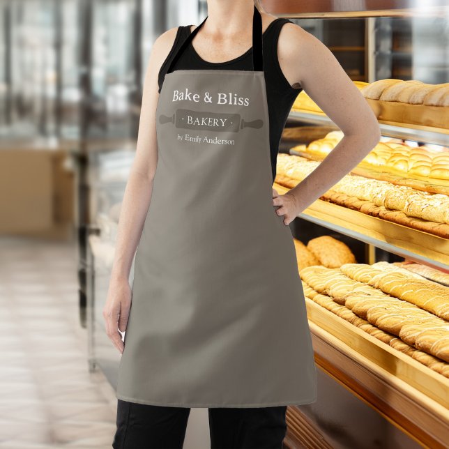 Personalised Bakery Apron (Modern Bakery Shop Business Personalized Apron by MINTIC DESIGN STUDIO)
