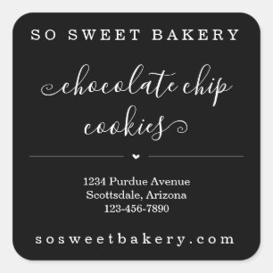 Personalised Bakery Food Sticker  Black Background