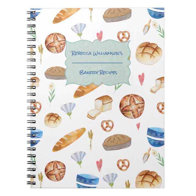 Personalised Bakery Pattern Recipe Book   (Front)