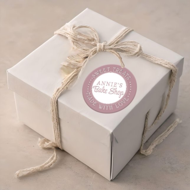 Personalised Bakery Sticker Pink Made with Love (Creator Uploaded)