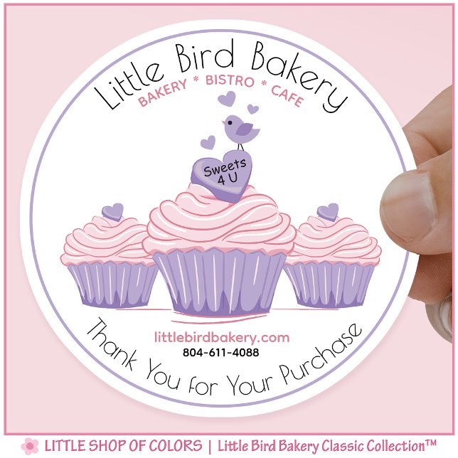 Personalised Bakery Thank You Classic Round Sticker (Creator Uploaded)