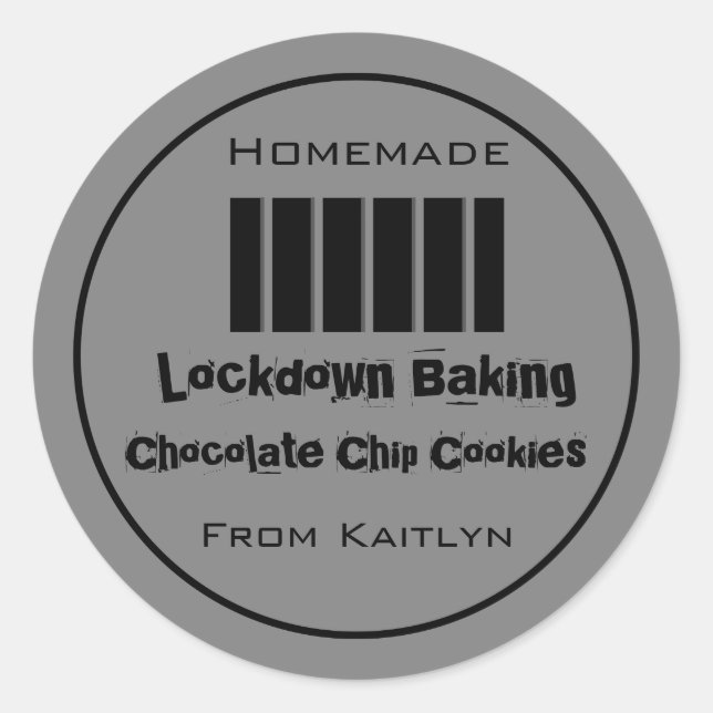 Personalised Baking Label Homemade Lockdown Cookie (Front)