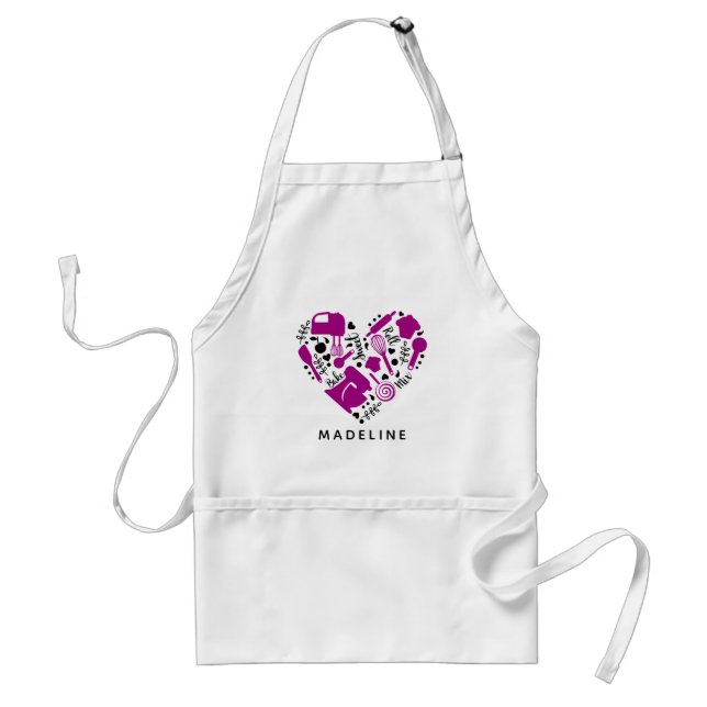 Personalised Baking Lover Heart Name Standard Apron (Front)