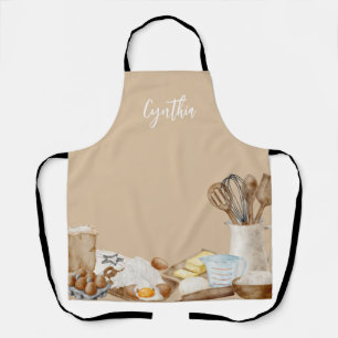 Personalised Baking Tools, Khaki, White, Blue Apron
