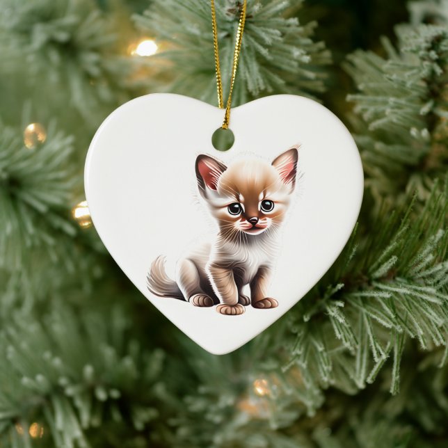 Personalised Balinese Kitten Ceramic Ornament (Tree)