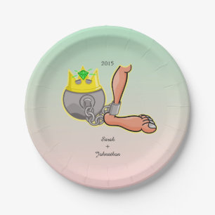 Personalised Ball And Chain Wedding Favour Paper Plate