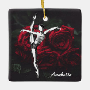Personalised Ballerina and Roses Ballet Christmas Ceramic Ornament