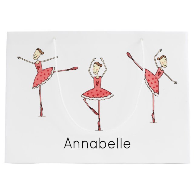 Personalised Ballerina Ballet Dancer Large Gift Bag (Front)