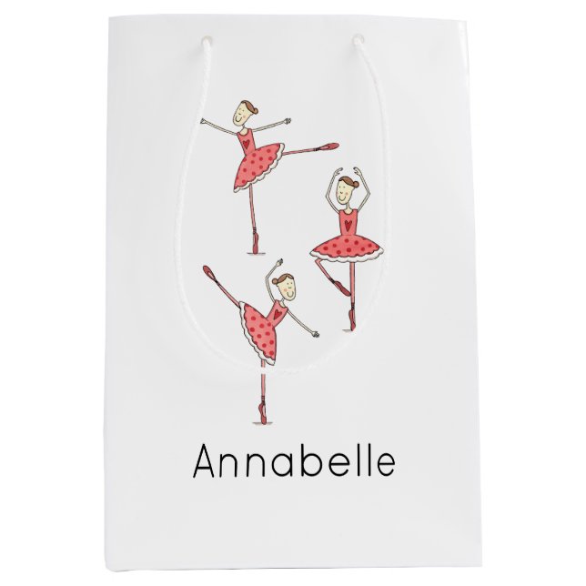 Personalised Ballerina Ballet Dancer Medium Gift Bag (Front)