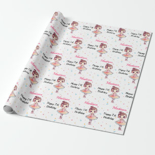 Personalised Ballerina Ballet Name Birthday Wrapping Paper
