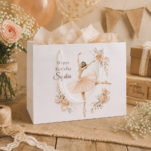 Personalised Ballerina Birthday Blush Floral Large Gift Bag