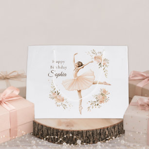 Personalised Ballerina Birthday Blush Floral  Large Gift Bag