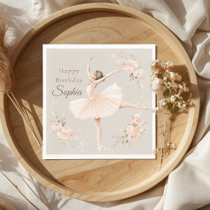 Personalised Ballerina Birthday Blush Floral Napkin