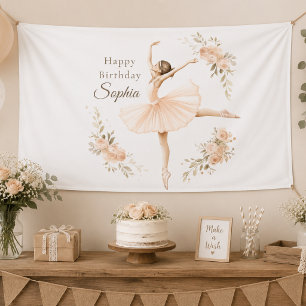 Personalised Ballerina Birthday Blush Floral Party Banner