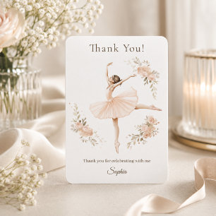 Personalised Ballerina Birthday Blush Floral  Thank You Card