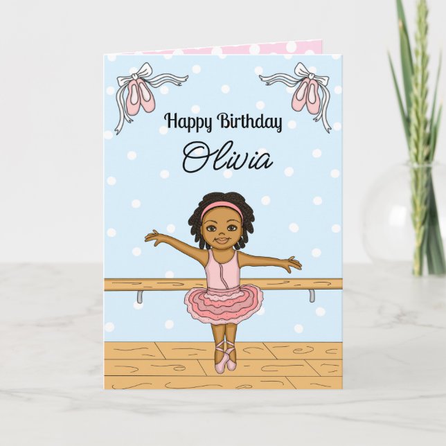 Personalised Ballerina Birthday  Holiday Card (Front)