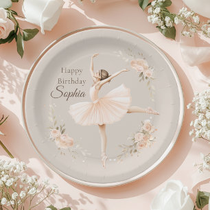 Personalised Ballerina Birthday Plate Blush Floral