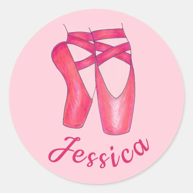 Personalised Ballerina Dance Ballet Pointe Dancer Classic Round Sticker (Front)