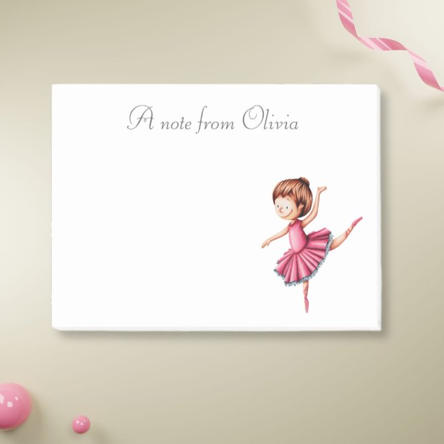 Personalised Ballerina Dancing in Pink Dress Post-it Notes (Creator Uploaded)