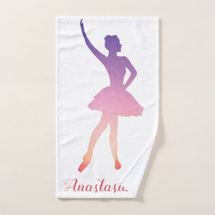 Personalised ballerina in modern geometric design  hand towel