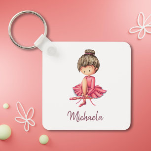Personalised ballerina keychain. Ballerina gift Key Ring