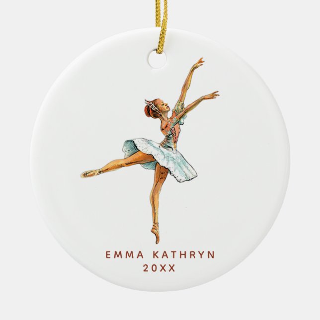 Personalised Ballerina Little Girl Sugarplum Fairy Ceramic Ornament (Front)